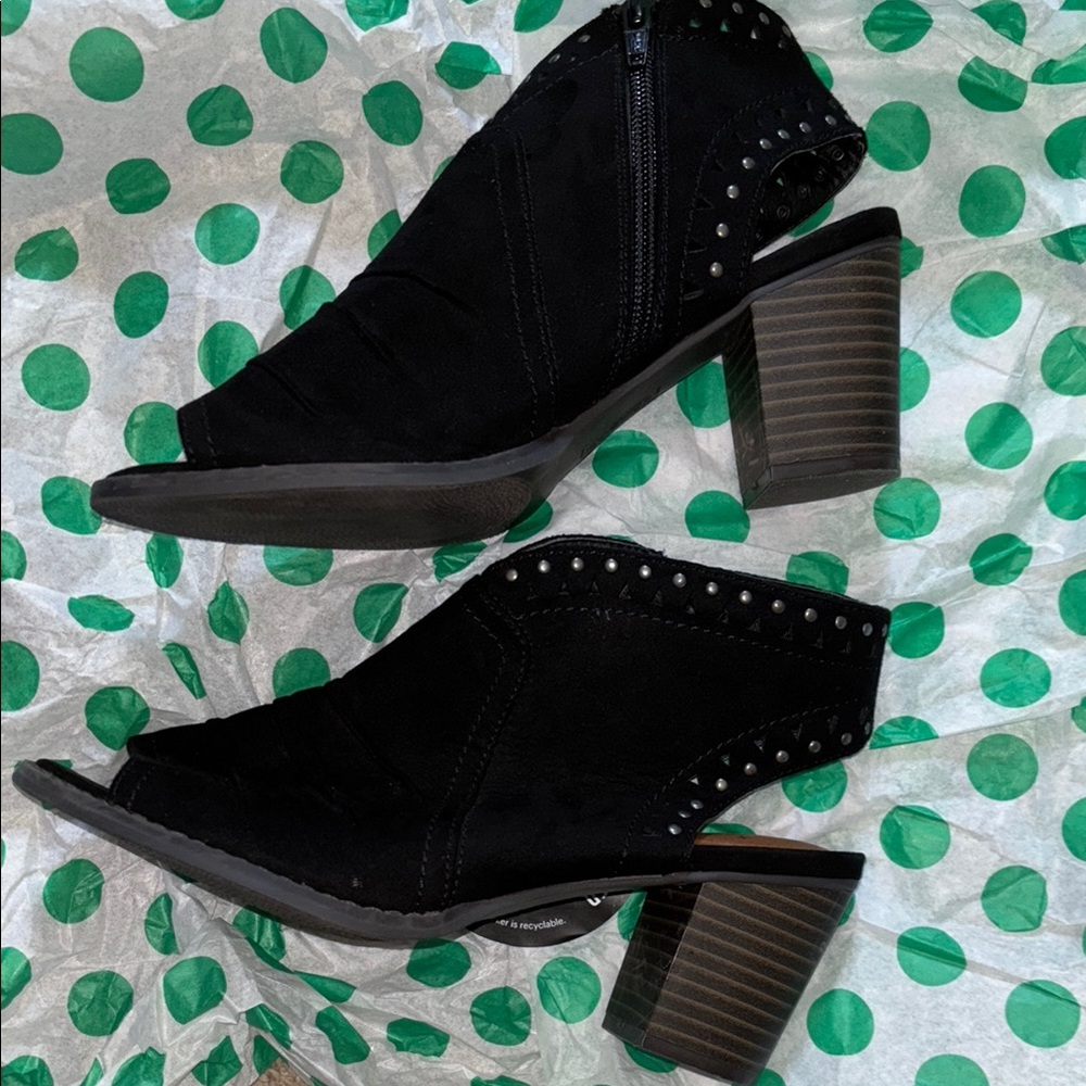 Suede Open Toe Booties - Picture 2 of 6